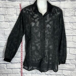 Hillard & Hanson black button up | sheer  | black | long sleeve size Medium